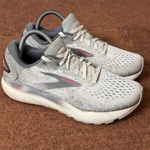 Brooks Ghost 16 Womens Running Shoes Grey White Pink gym treadmill yoga Size 9 B